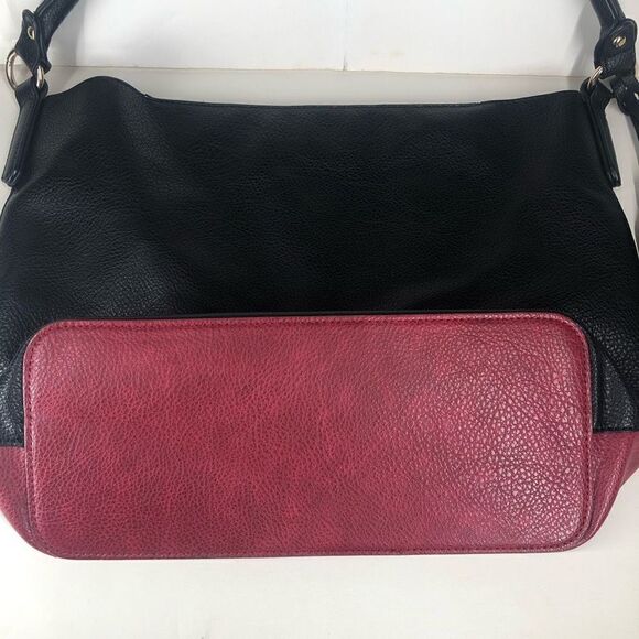 ESPE Red Black Textured Vegan Leather Tote Bag - Picture 3 of 8